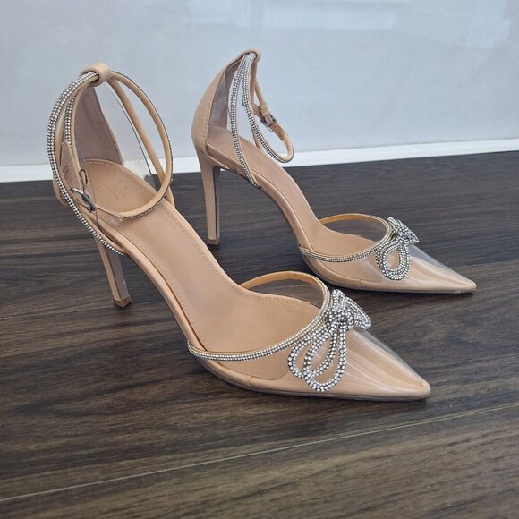 Journee Colection Shoes - NWOT Journee Collection Beige/Clear Pointed Toe Pump Formal Preppy Classy